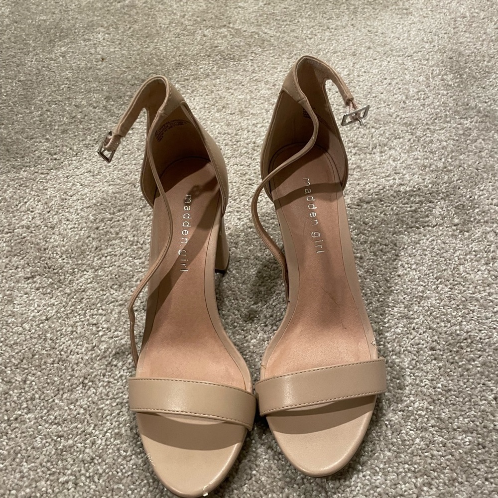 Madden Girl Nude Ankle Strap Heels